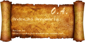 Ondrejkó Annamária névjegykártya